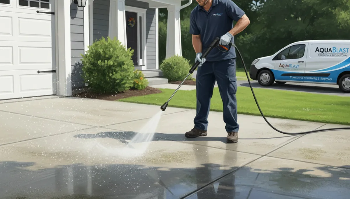 Concrete pressure cleaning in Norton, MA for driveways and walkways by Norton Paint Pros