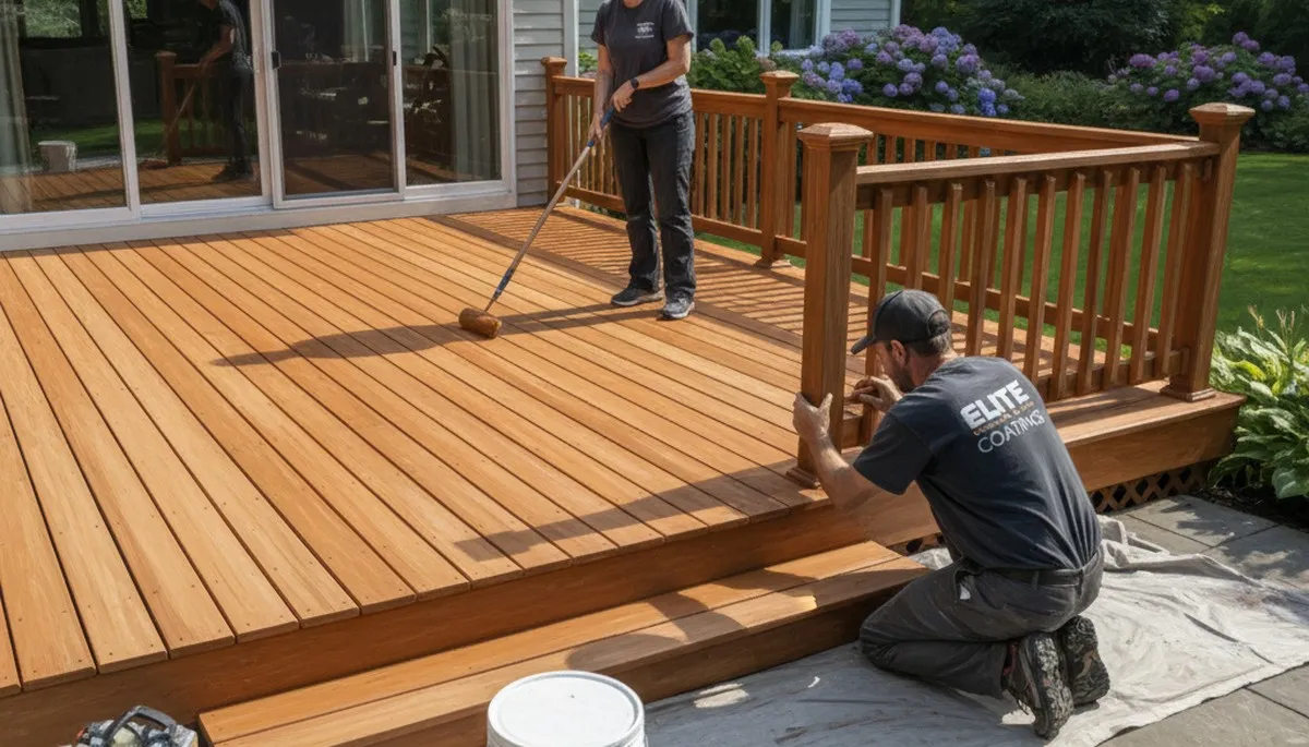 Deck painted by Norton, MA painters for durable New England weather protection