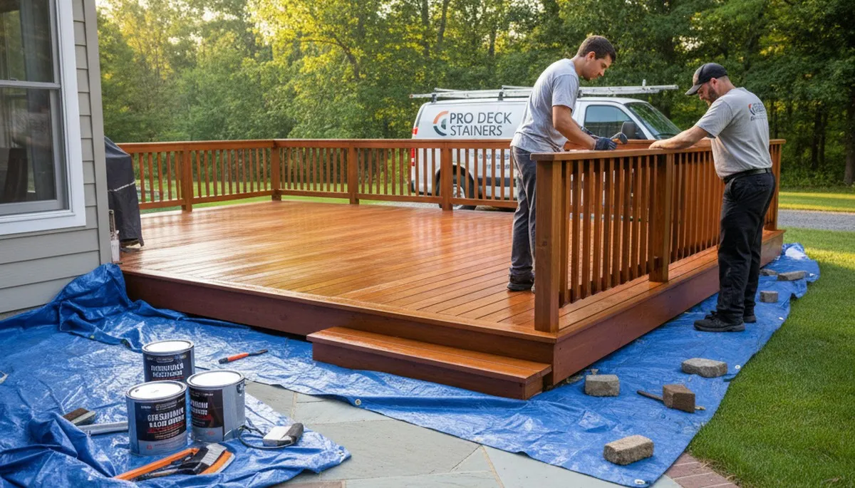 Deck staining in Norton, MA by Norton Paint Pros for durable New England weather protection