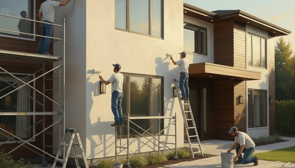 House painters in Norton, MA painting a home exterior for weather protection and curb appeal