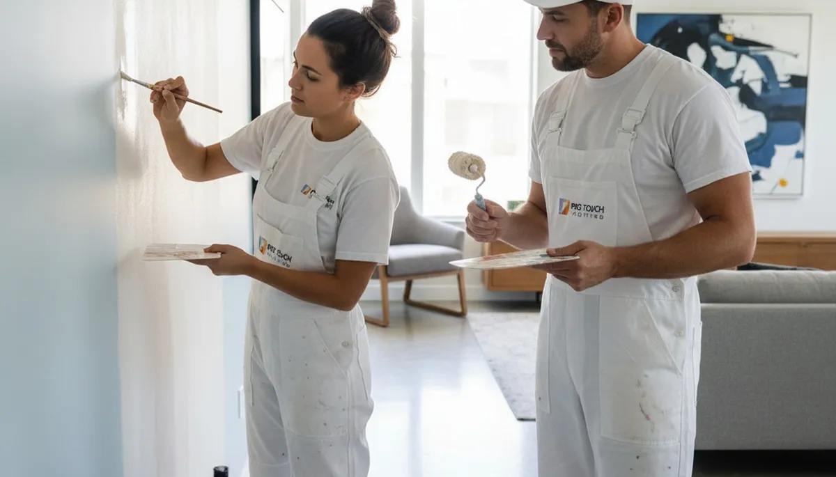 Professional painter performing paint touch-up service in Norton, MA