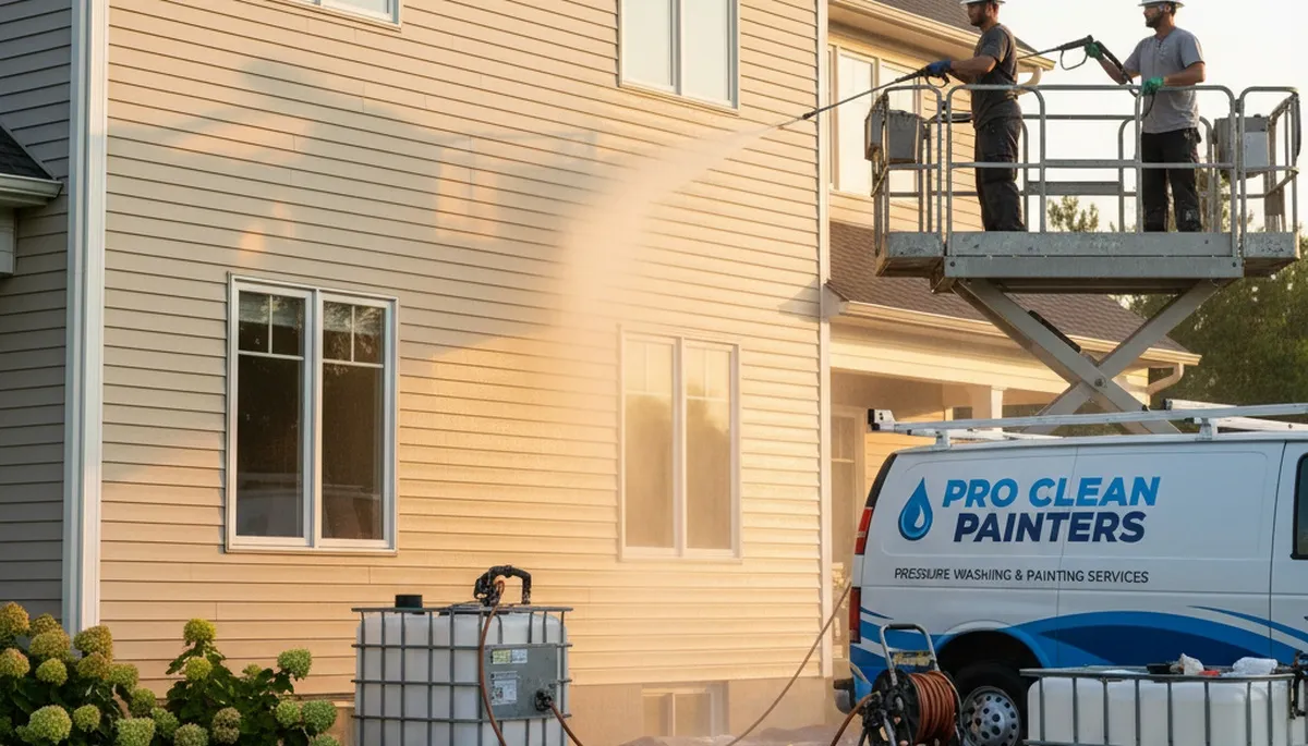 Vinyl siding pressure cleaning in Norton, MA for algae and grime removal by Norton Paint Pros